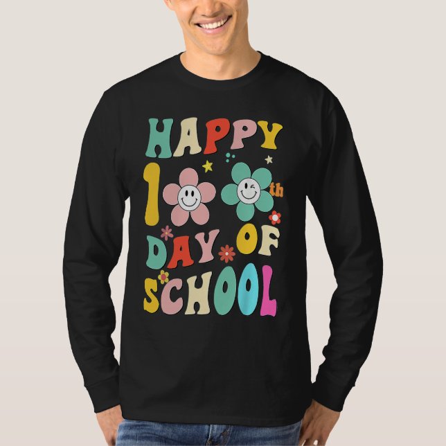 Camiseta happy 100 Days Of school groovy 100th day school T (Frente)