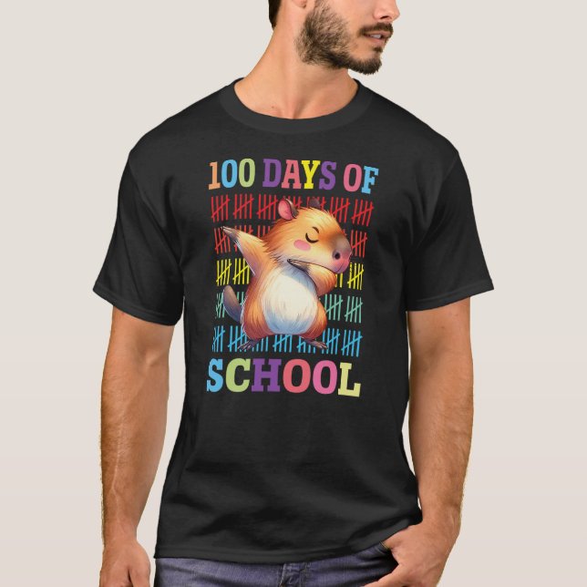 Camiseta Happy 100 Days Of School Kids Dabbing Guinea Pig L (Frente)