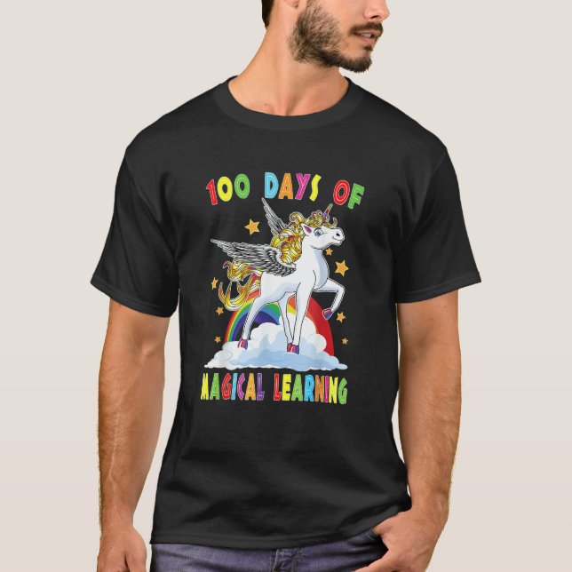 Camiseta Happy 100 Days Of School Magical Learning Pre K Te (Frente)