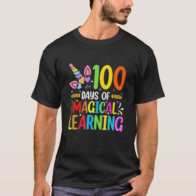 Camiseta Happy 100 Days Of School Magical Learning Shirt Un (Frente)