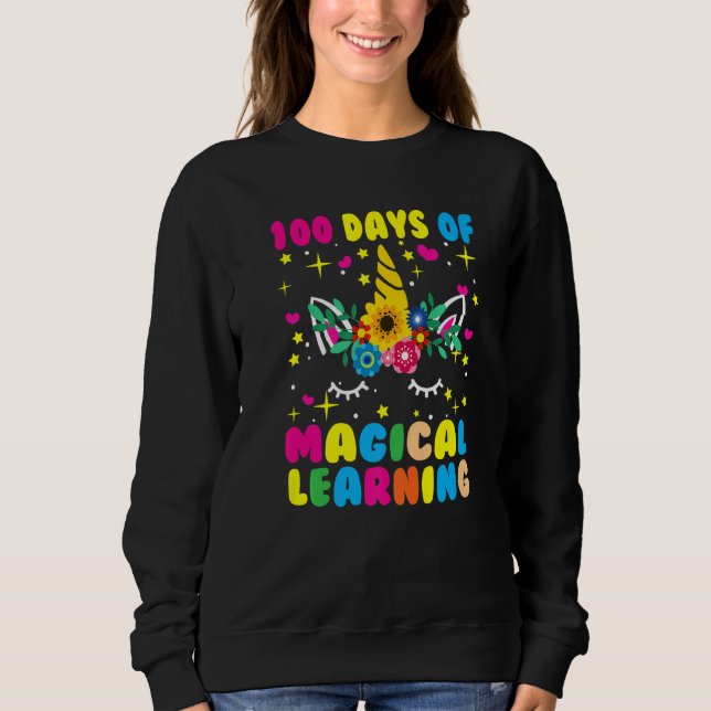 Camiseta Happy 100 Days Of School Magical Learning Unicorn  (Frente)