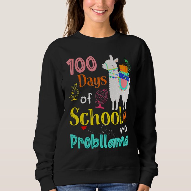 Camiseta Happy 100 Days Of School No Problama School Llama  (Frente)