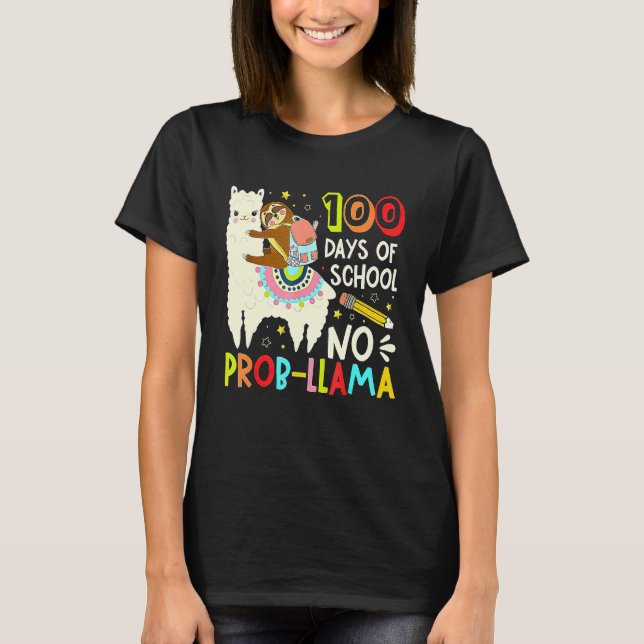 Camiseta Happy 100 Days Of School No Probllama Llama 100th  (Frente)