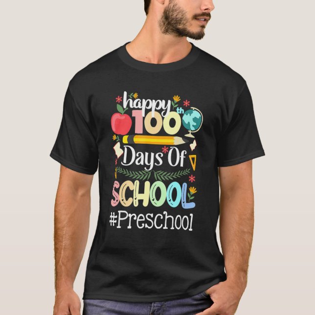 Camiseta Happy 100 Days Of School PRESCHOOL 100th Day Pop i (Frente)