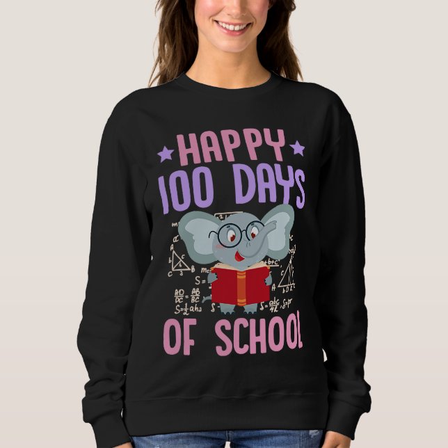 Camiseta Happy 100 Days Of School Reading Elephant Math Tea (Frente)
