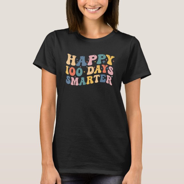 Camiseta Happy 100 Days of School Retro Groovy Teachers Kid (Frente)