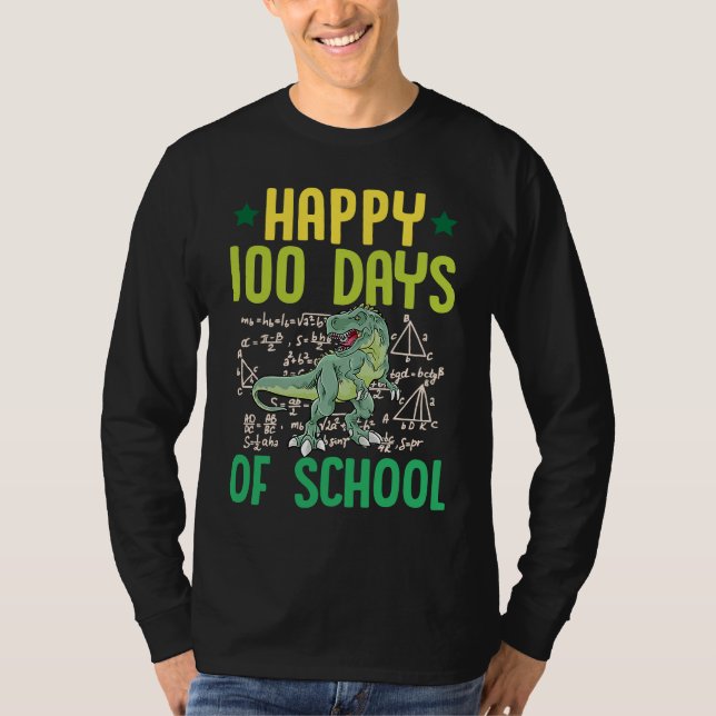 Camiseta Happy 100 Days Of School Rex Dinosaur Math Teacher (Frente)