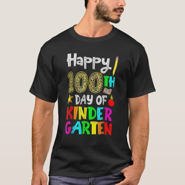 Camiseta Happy 100th Day Of Kindergarten 100 Days Of School (Frente)