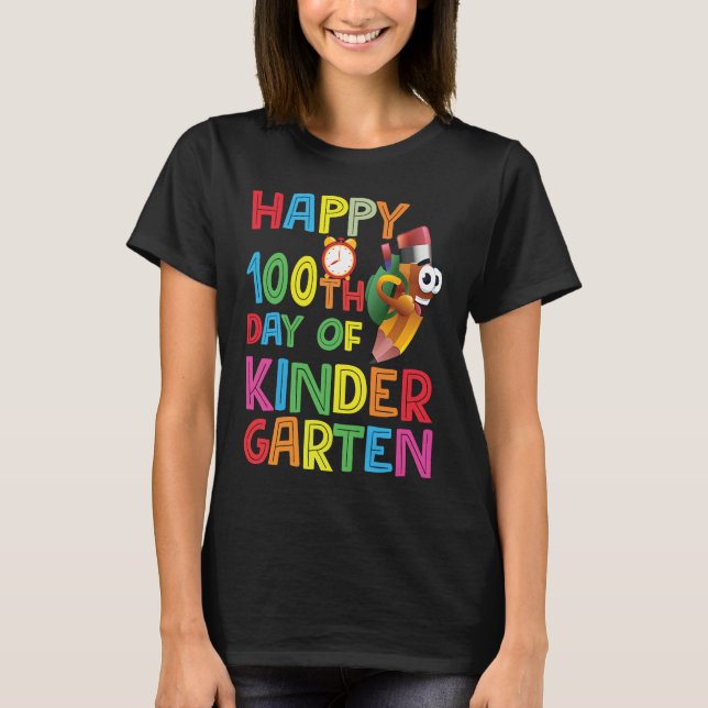 Camiseta Happy 100th Day Of Kindergarten  Pencil 2023 (Frente)