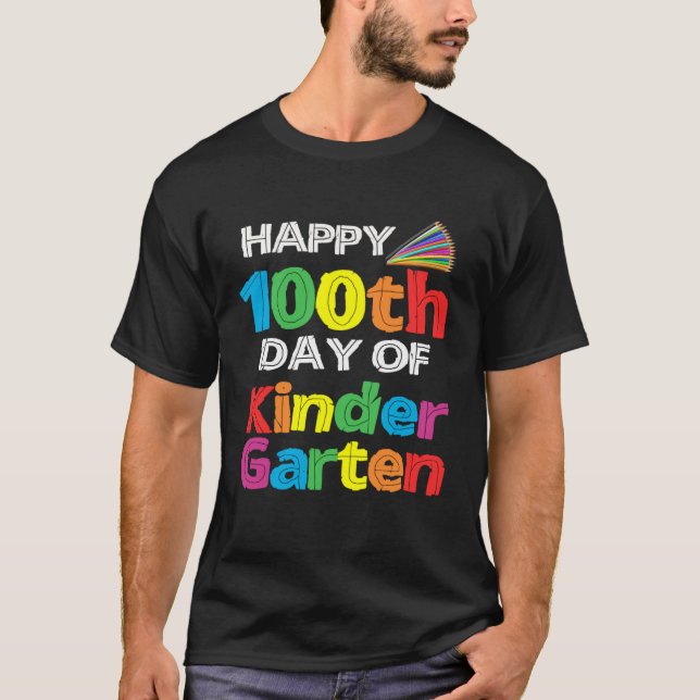 Camiseta Happy 100th Day of Kindergarten Student retro shir (Frente)