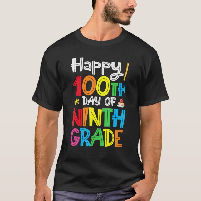 Camiseta Happy 100th Day Of Ninth Grade For Boys Girls Stud (Frente)