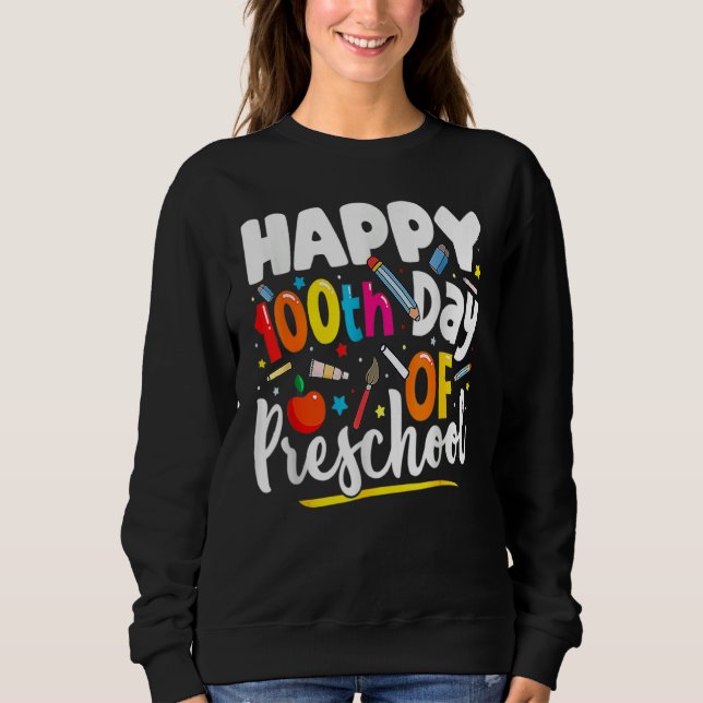 Camiseta Happy 100th day of School  100 days of Preschool T (Frente)