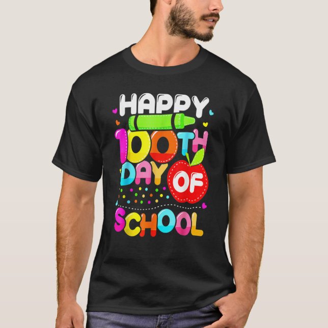 Camiseta Happy 100th Day Of School 100 Days Smarter Cute Te (Frente)