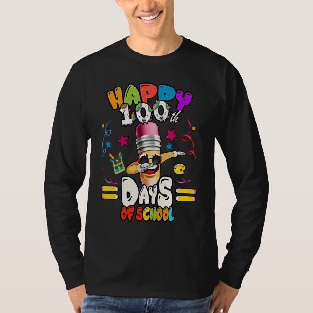 Camiseta Happy 100th Day of School dabbing Pencil (Frente)