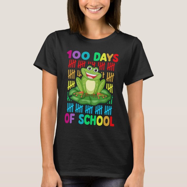 Camiseta Happy 100th Day Of School Frog  Teacher Student Ki (Frente)