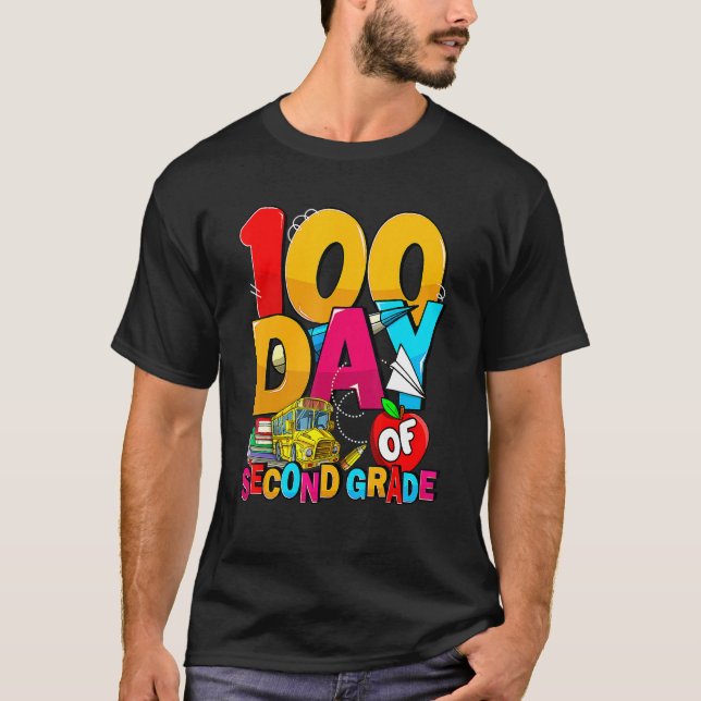 Camiseta Happy 100th Day Of School Groovy 100 Days Of Secon (Frente)