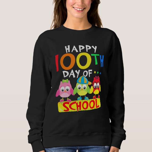 Camiseta Happy 100th Day Of School Owl Kids 100 Days Teache (Frente)