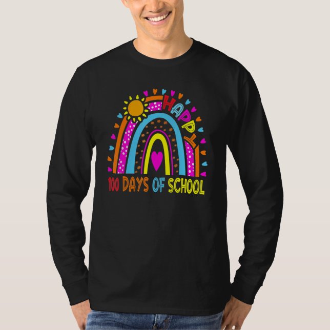 Camiseta Happy 100th Day Of School Teacher Kids 100 Days Ra (Frente)