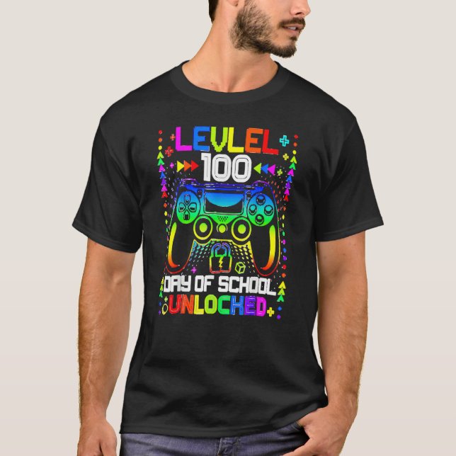 Camiseta Happy 100th Day Of School Video Gamer Level 100 Un (Frente)