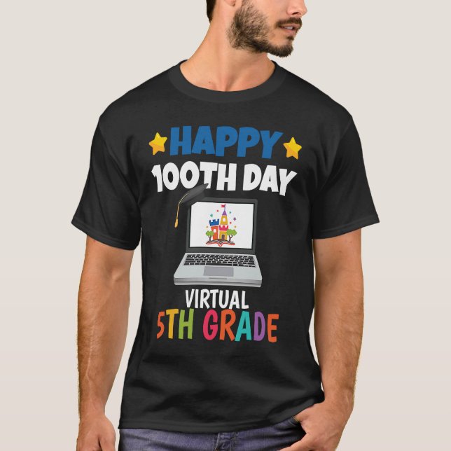 Camiseta Happy 100th Day of School Virtual 5th Grade (Frente)