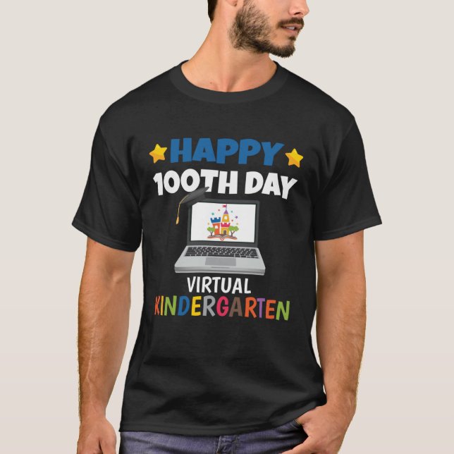 Camiseta Happy 100th Day of School Virtual Kindergarten (Frente)