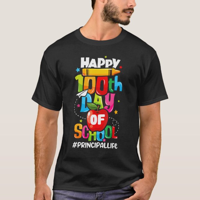 Camiseta Happy 100th Days Of School Principal (Frente)