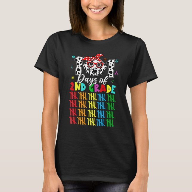 Camiseta Happy 101 Days School 2nd Grade Dog Lover Student  (Frente)
