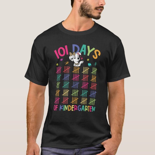Camiseta Happy 101 Days School Kindergarten Dog 100th Days  (Frente)