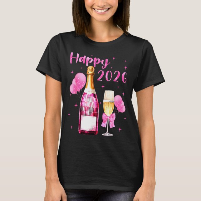 Camiseta Happy 2026 Cheers To A New Year 2026 Champagne Coq (Frente)