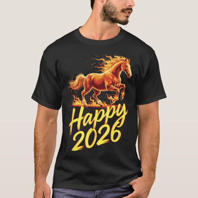 Camiseta Happy 2026 Year Of The Horse Chinese Zodiac New Ye (Frente)