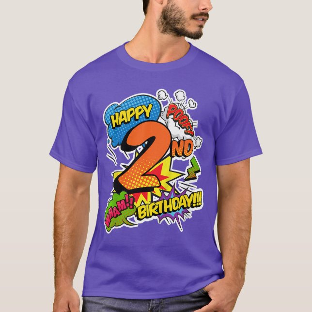 Camiseta Happy 2nd Birthday Boys Comic Style superpower Sup (Frente)