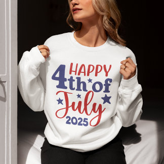 Camiseta Happy 4th of July 2025 - Patriotic Design in Red &