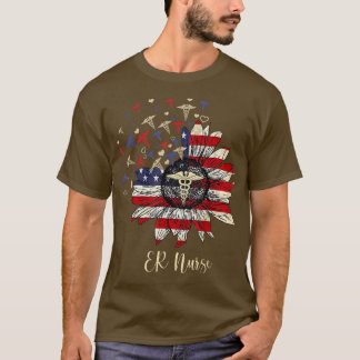 Camiseta Happy 4th Of July ER Nurse Crew Sunflower American