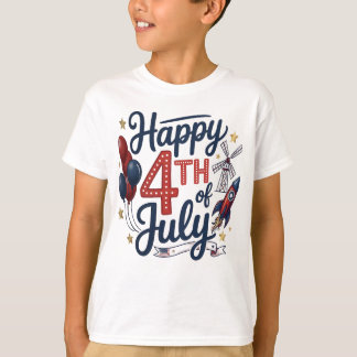 Camiseta Happy 4th of July Patriotic Rocket & Stars