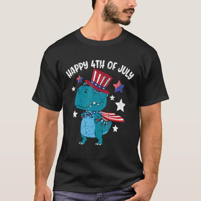 Camiseta Happy 4th Of July Rex Dino Dinosaur (Frente)