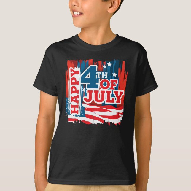 Camiseta Happy 4th of July - USA flag (Frente)