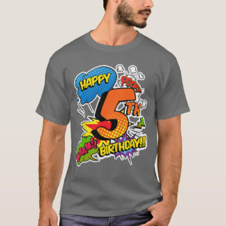 Camiseta Happy 5th Birthday Boys Comic Style Superpower Sup