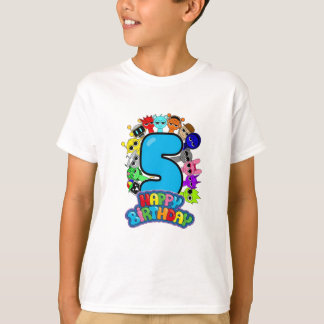 Camiseta Happy 5th Birthday Sprunki - Simon Funbot Oren