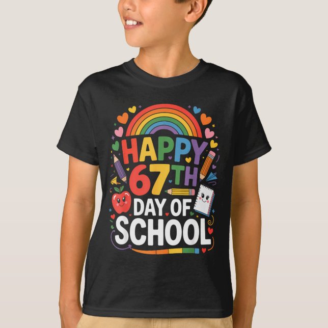 Camiseta Happy 67th Day Of School Meme 67 Days Of School Ra (Frente)
