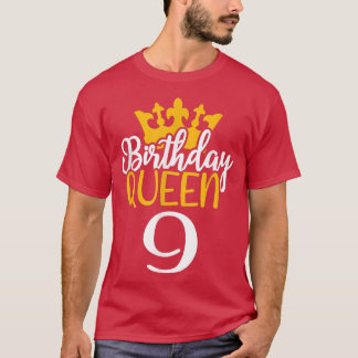 Camiseta Happy 9th Birthday Queen 9 Years Old Party Ideas F