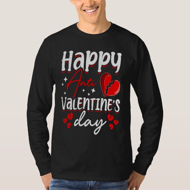 Camiseta Happy Anti Valentine's Day Haters Heart Broken Sin (Frente)