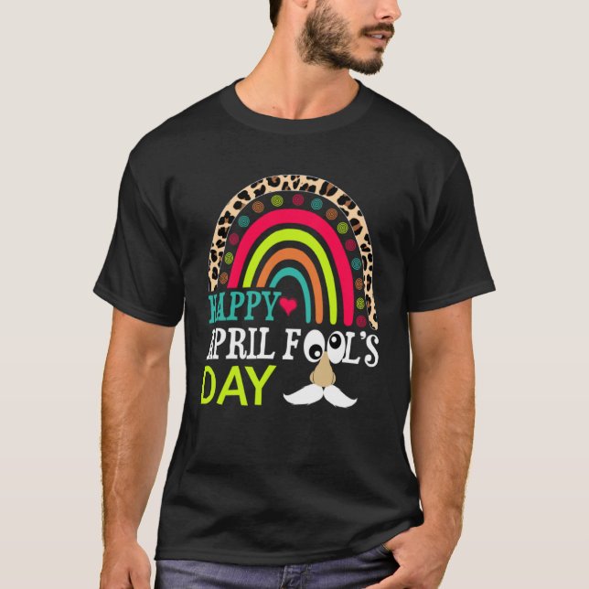Camiseta Happy April Fools Day Rainbow Leopard April Fool s (Frente)