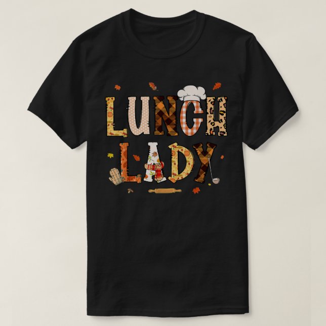 Camiseta Happy Autumn Fall Lunch Lady , Leopard  (Frente do Design)