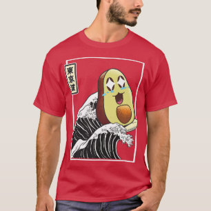 Camiseta Happy Avocado Surfing Japan Kanagawa Wave Kawaii A