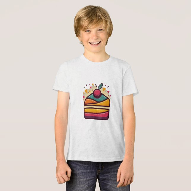 Camiseta Happy Birthday Cake Youth Tri-Blend (Frente Completa)