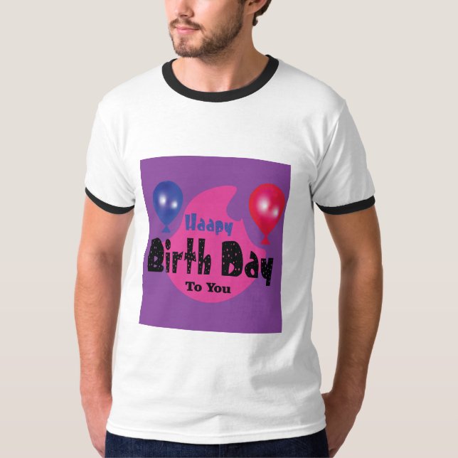 Camiseta Happy Birthday – Colorful Celebration Party Design (Frente)