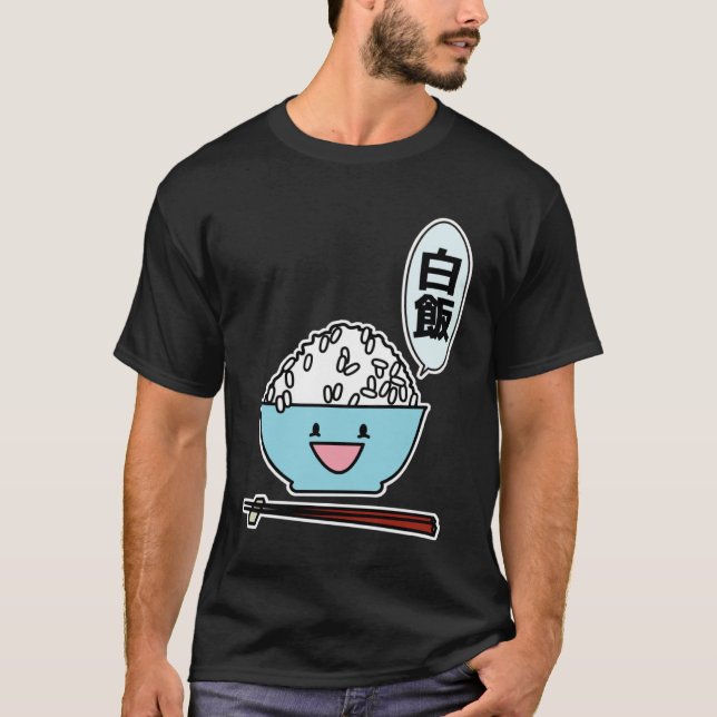 Camiseta Happy bowl of white rice chopsticks carbs Chinese (Frente)