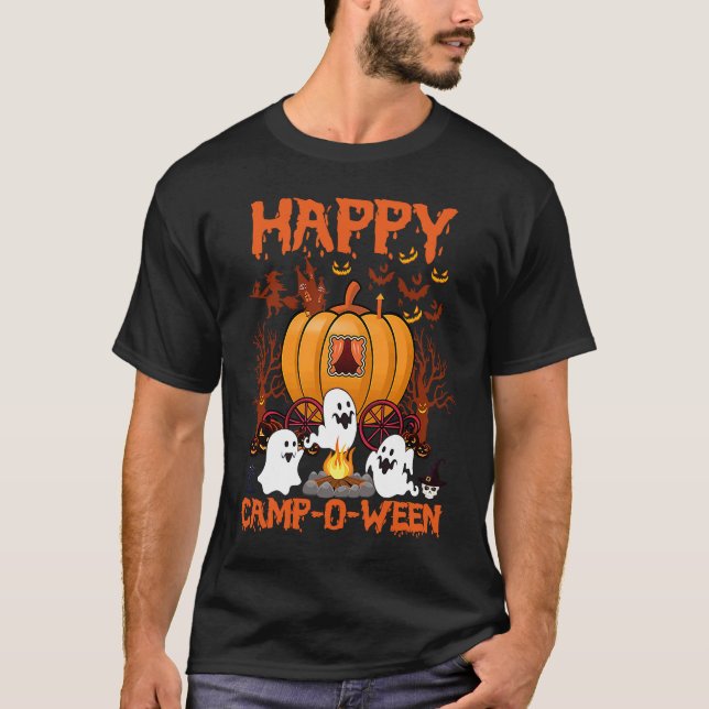Camiseta Happy Camp O Ween Halloween Camping Camper (Frente)