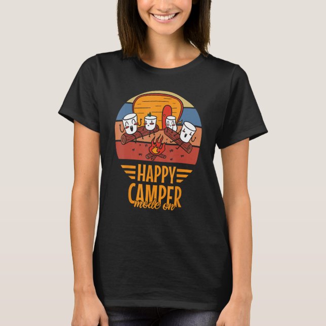 Camiseta Happy Camper Mode On  Happy Marshmallows Camping (Frente)