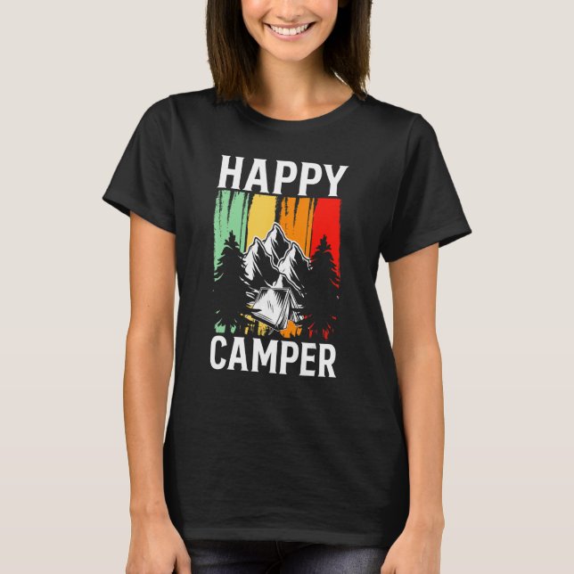 Camiseta Happy Camper Retro Vintage Camping (Frente)